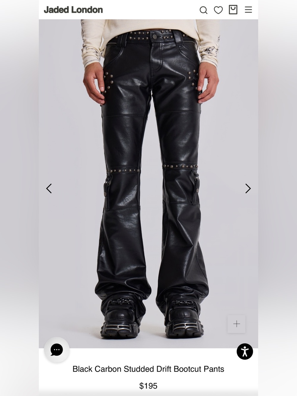 Jaded London Black Studded Faux Leather Bootcut Pants